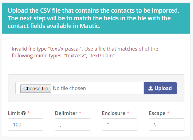 Mautic Error File Type text/x-pascal